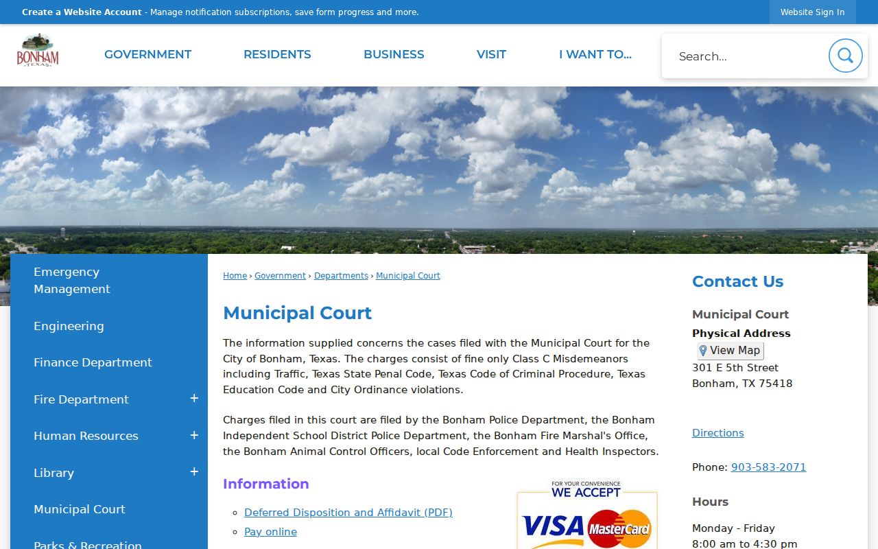 Bonham Municipal Court criminal case records