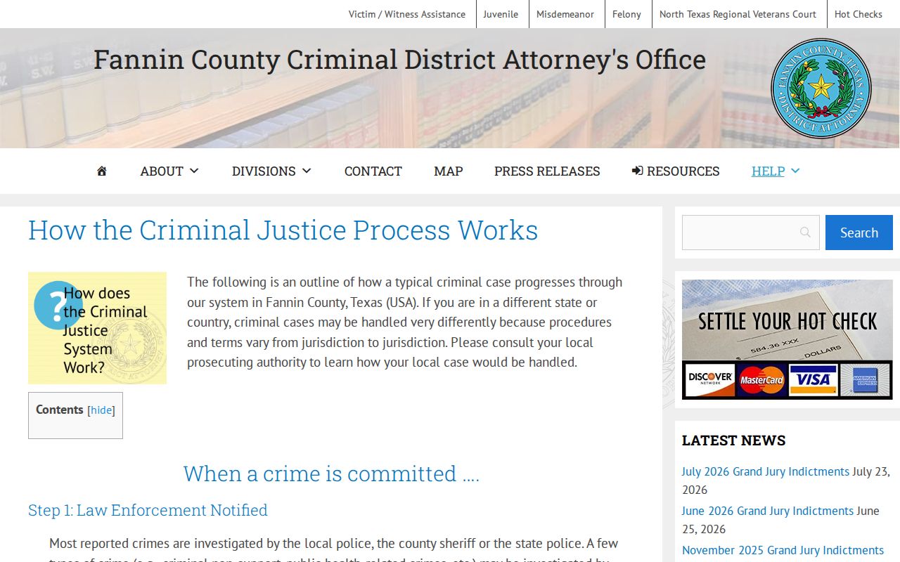 Fannin County criminal court case local justice process