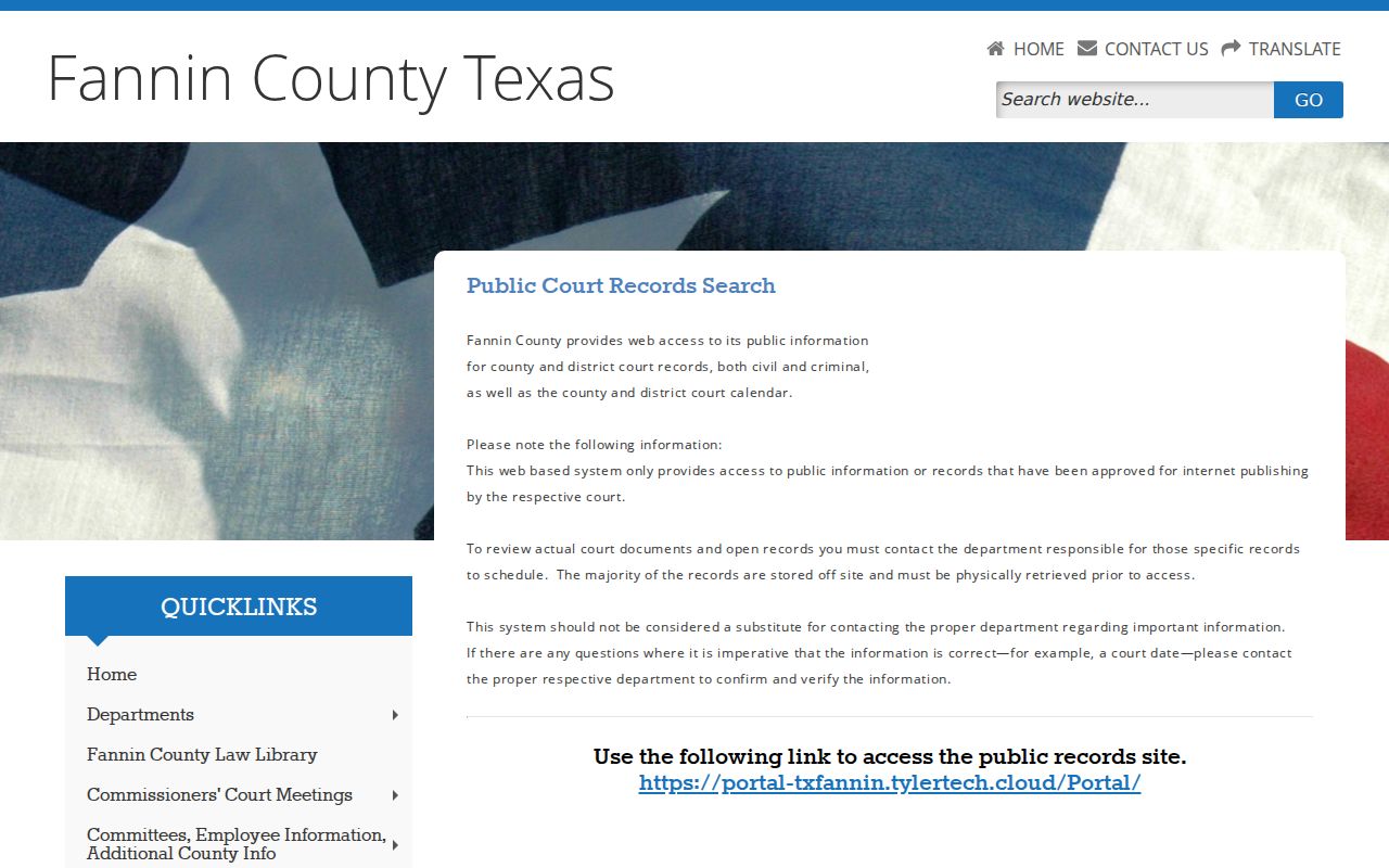 Fannin County criminal record public search warning