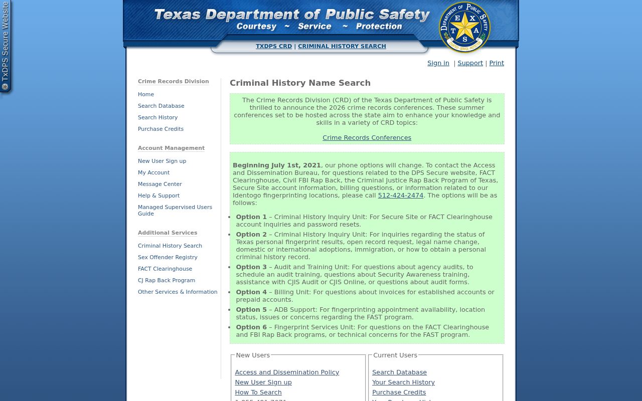 Fannin County criminal history search through Texas DPS