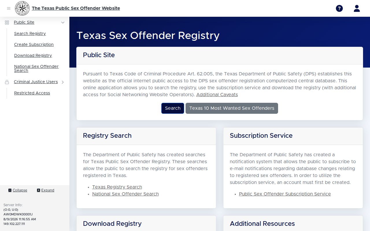 Fannin County sex offender check on the Texas DPS registry search